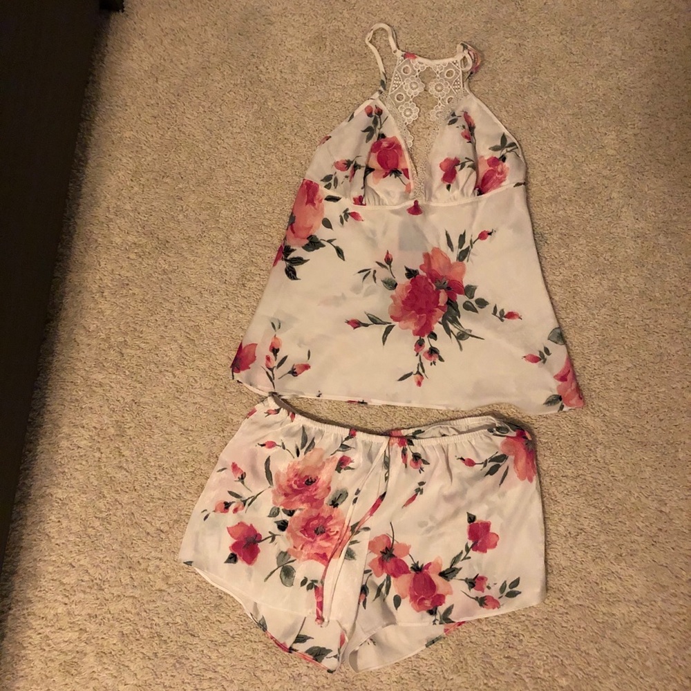 Satin Floral Print Pajama Set